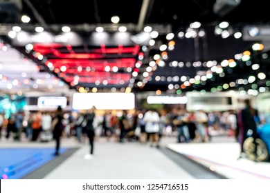 Abstract blurred defocused tradeshow event exhibition, business convention show, job fair, technology expo. Organization company trade fair event. Marketing advertisement concept. - Shutterstock ID 1254716515