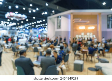 Abstract blurred defocused tradeshow event exhibition, business convention show, job fair, technology expo. Organization company trade fair event. Marketing advertisement concept - Powered by Shutterstock