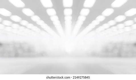 Abstract blurred factory and warehouse room background for industry.