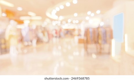 Abstract blurred of fashion clothes shop boutique interior in the shopping mall, with bokeh light background. A blurred image of mannequins inside a women's fashion store.  - Powered by Shutterstock