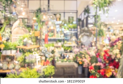 Abstract Blurred Flower Shop For Background