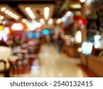 Abstract blurred food court or food market to buying or selling goods. Street food, store, shop, cafe, market in event of department store with people.