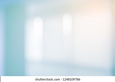abstract blurred of hospital corridor blue color background concept. - Shutterstock ID 1248109786
