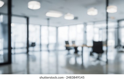 Abstract blurred image of modern Open space office with white interior concept full furniture for background design concept - Powered by Shutterstock