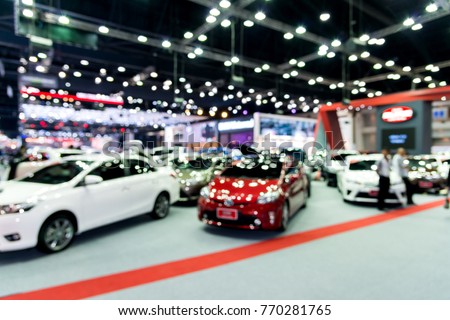 Abstract blurred image of people in cars exhibition show  including activities and innovative automotive  exhibitions at Thailand International Motor Expo 2017 in Nonthaburi, Bangkok, Thailand.