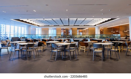 Abstract Blurred of Inside view, Food court in modern department store, Bright and fashionable interior of food court center and shop cafe in modern shopping mall. - Shutterstock ID 2203686485