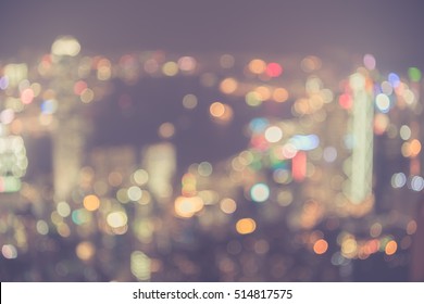 Abstract blurred lights background view of Victoria harbor from The peak,hongkong - Shutterstock ID 514817575