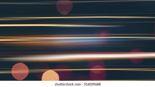 Abstract Blurred Motion Light Of The Night City Auto Trafic With Bokeh