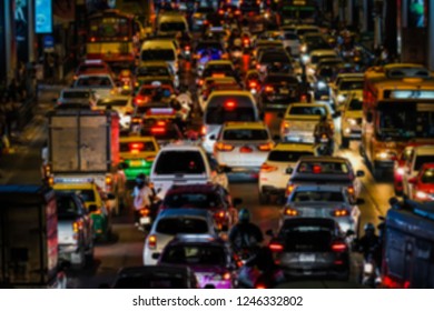 Abstract blurred of the night traffic in the city of Bangkok Thailand