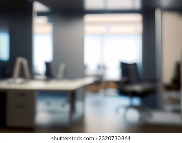Abstract blurred office interior background  Beautiful blurred background light modern office interior and panoramic windows   beautiful lighting 
