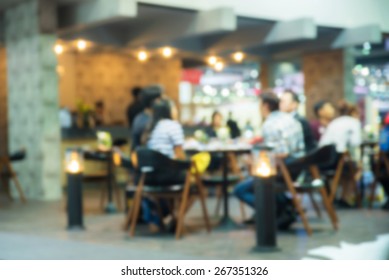Abstract Blurred People In Food And Coffee Shop 