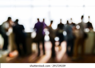 Abstract blurred people in press conference event, business concept