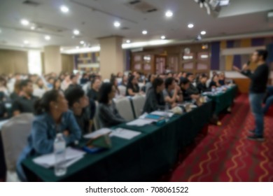 Abstract blurred photo of conference hall or seminar room which have Speakers on the stage with attendee background, Business meeting concept - Shutterstock ID 708061522