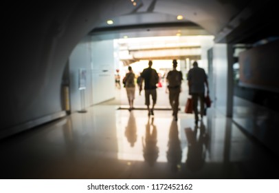 Abstract Blurred Rescuer Man Are Leaving From Department Building.