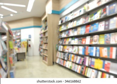 Abstract of blurred shelf in the book store, Blur image of bookstore