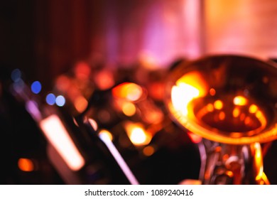 Abstract Blurred Symphony Orchestra Background With Tuba