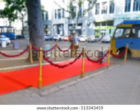        Abstract blurred Way to success on the red carpet (Barrier rope)                        
