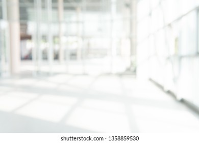 Abstract Blurred White Doctor Medical Office Room Background Concept For Blur Empty Space Grey Modern Hospital Clinic Pharmacy, Light Clean Interior Retail Sale, Blue Glare Window Hallway Building