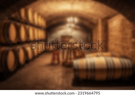 Abstract blurred wine cellar background. Backdrop for business concept.