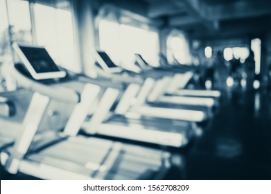 Abstract Blurry Background Of Sport Gym, Vintage Filter Image