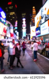 Abstract blurry background of Time Square at night. New York City Manhattan