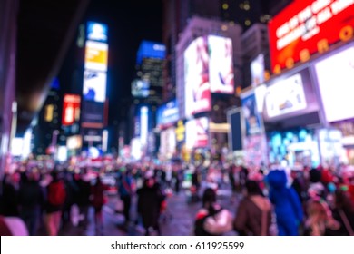Abstract blurry background of Time Square at night. New York City Manhattan
