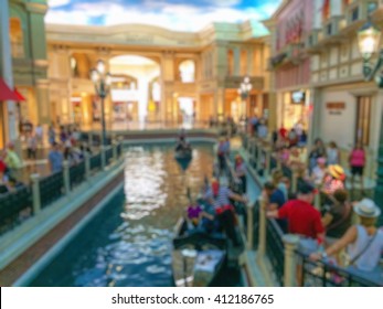 Abstract Blurry Background: Tourist In Las Vegas Underground Shopping Center