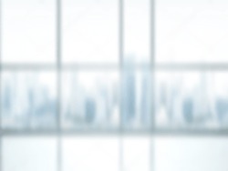 Abstract Blurry Office Interior. Background With The Effect Of Unfocused Bokeh Or Background For Business