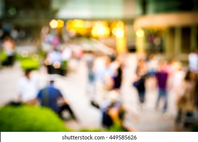 Abstract Bokeh Background Of Business People Meet At Bar On Happy Hour
