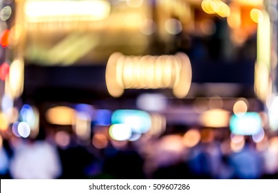 Abstract Bokeh Background Of Business People Meet At Bar On Happy Hour