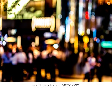 Abstract Bokeh Background Of Business People Meet At Bar On Happy Hour