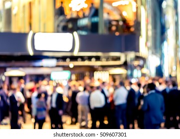 Abstract Bokeh Background Of Business People Meet At Bar On Happy Hour