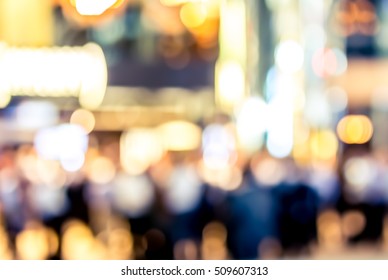 Abstract Bokeh Background Of Business People Meet At Bar On Happy Hour