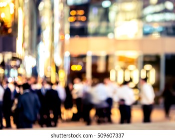 Abstract Bokeh Background Of Business People Meet At Bar On Happy Hour