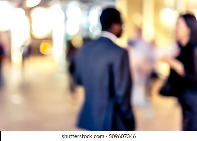 Abstract Bokeh Background Of Business People Meet At Bar On Happy Hour