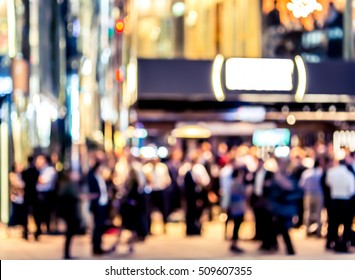 Abstract Bokeh Background Of Business People Meet At Bar On Happy Hour