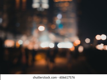 Abstract bokeh background of people walk at the park on night 