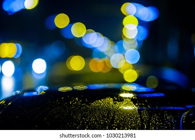 Abstract Bokeh City Wallpaper With Yellow And Blue Circles.