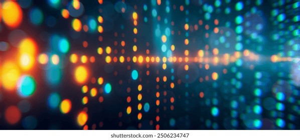 Abstract Bokeh Dynamic Blur Light Patterns: Blue orange ideal for representing data flow, futuristic interfaces, celebratory events or as vivid backdrop for modern creative projects - Powered by Shutterstock