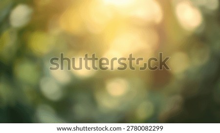 An abstract bokeh image featuring sunlight filtering through vibrant green foliage, creating a soft, natural background with blurred highlights and a warm, inviting atmosphere.