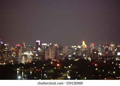 Abstract Bokeh Night City Scape In Bangkok