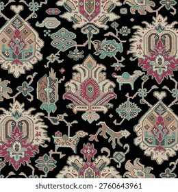 Abstract botanical elements blended with soft colors for elegant pattern