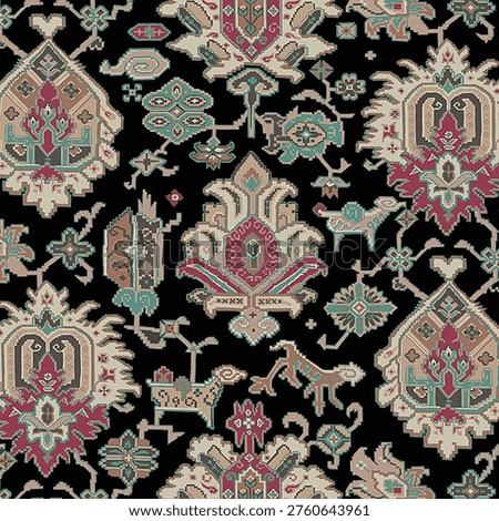 Abstract botanical elements blended with soft colors for elegant pattern