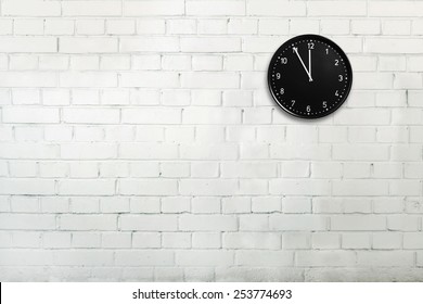 Abstract Brick Wall With Office Clock