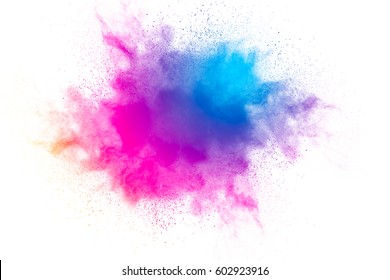 Abstract bright colorful powder on white background.