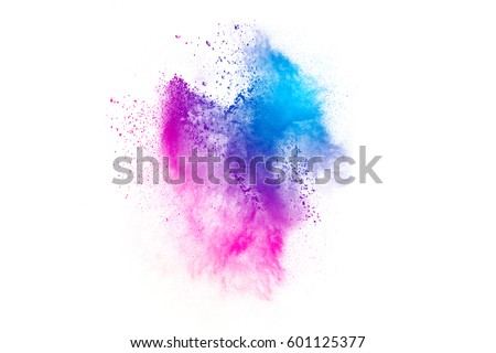 Abstract bright colorful powder on white background. Multicolor clouds. abstract color powder splatted on white background,Freeze motion of color powder explosion and multicolored glitter texture.