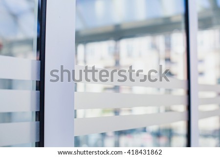 abstract business background, glass wall in office, airport, bank or hospital
