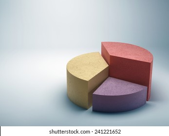 Abstract business pie chart made from colored concrete 