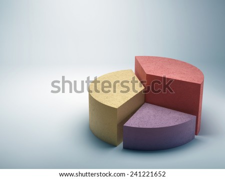Abstract business pie chart made from colored concrete 
