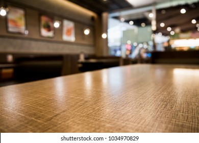 Abstract Cafe Coffee Shop Restaurant Table With Blur Background With Bokeh Light